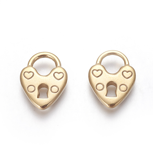 

PandaHall Vacuum Plating 304 Stainless Steel Pendants, Heart Padlock, Golden, 18.5x14x2.8mm, Hole: 6.5x6.5mm 304 Stainless Steel Lock