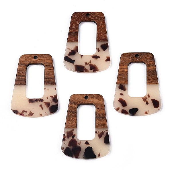 

PandaHall Transparent Resin & Walnut Wood Pendants, Trapezoid Charm, Old Lace, 37.5x27x3mm, Hole: 2mm Resin+Wood Trapezoid