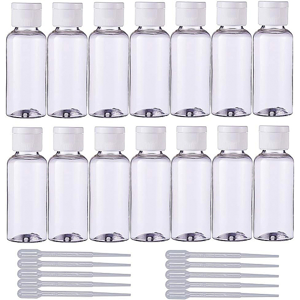 

PandaHall BENECREAT 24 Pack 1.7oz Portable BPA-Free Plastic Transparent Travel Bottle with Clear Flip Cap & 10 Pack 2ml Plastic Pipette...