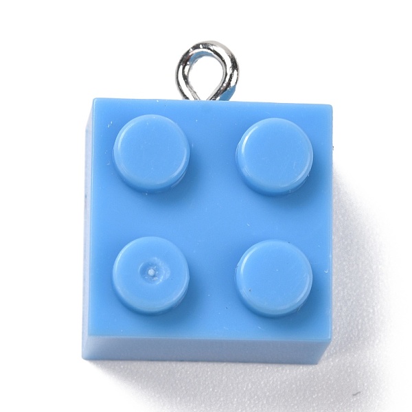 

PandaHall Resin Pendants, with Platinum Iron Loop, Toy Bricks, Cornflower Blue, 21x15.5x11mm, Hole: 2.6mm Iron+Resin Others