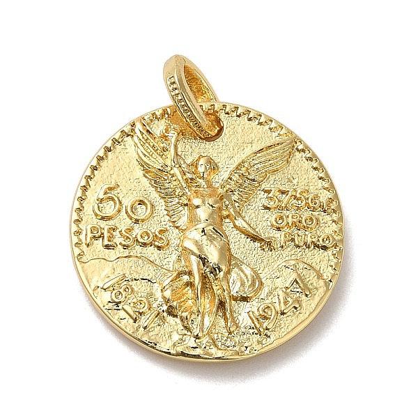 

PandaHall Brass Pendants, Long-Lasting Plated, Cadmium Free & Lead Free, Flat Round with Goddess Charm, Golden, 19x4mm, Hole: 4.3x3.4mm...