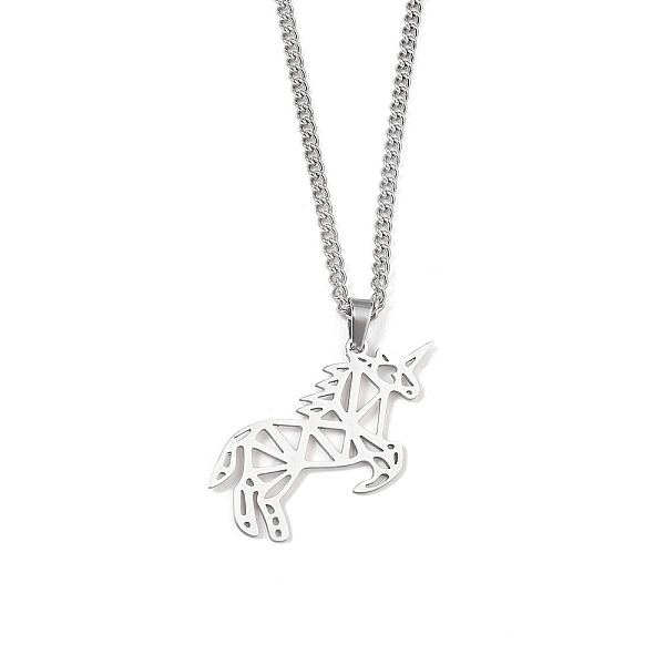 

PandaHall 201 Stainless Steel Pendant Necklaces for Man, Unicorn, 23.70 inch(60.2cm), Unicorn: 33x39x1.3mm 201 Stainless Steel Unicorn