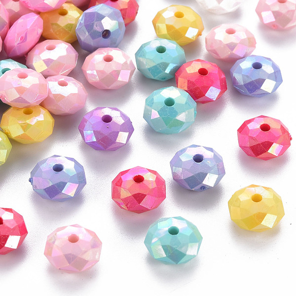 

PandaHall Opaque Acrylic Beads, AB Color Plated, Faceted Rondelle, Mixed Color, 10mm, Hole: 1.8mm, about 1300pcs/500g Acrylic Rondelle..., Multicolor