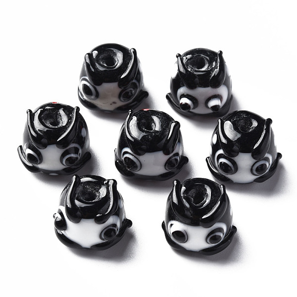

PandaHall Handmade Lampwork Beads, Round with Cartoon Face, Black, 12~13x14~16x14mm, Hole: 2mm Lampwork Round Black