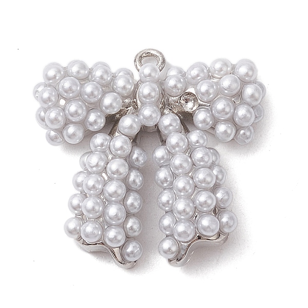 

PandaHall Rack Plating Brass Pendants, with Plastic Pearl Beads, Long-Lasting Plated, Lead Free & Cadmium Free, Bowknot, Platinum..., Clear