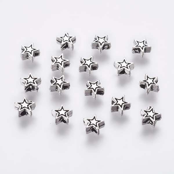 

PandaHall Tibetan Style Alloy Beads, Cadmium Free & Lead Free, Star, Antique Silver, 6x6x3mm, Hole: 1mm Alloy Star