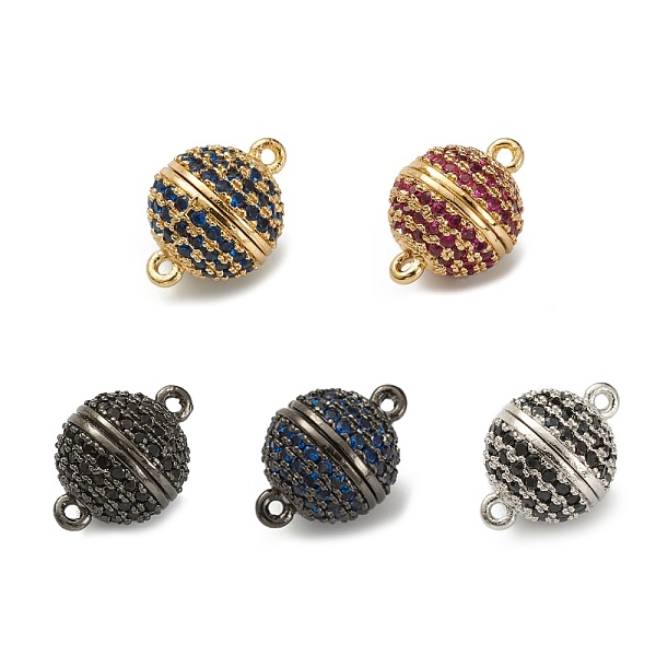 

PandaHall Brass Micro Pave Cubic Zirconia Magnetic Clasps with Loops, Round, Mixed Color, 14x10mm, Hole: 1mm Brass+Cubic Zirconia Round..., Multicolor