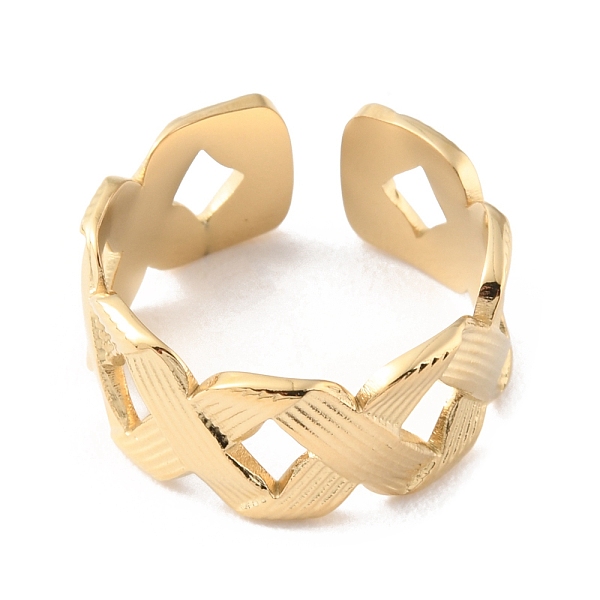 

PandaHall 304 Stainless Steel Hollow Infinity Open Cuff Rings, Real 14K Gold Plated, US Size 7 1/4(17.5mm) 304 Stainless Steel