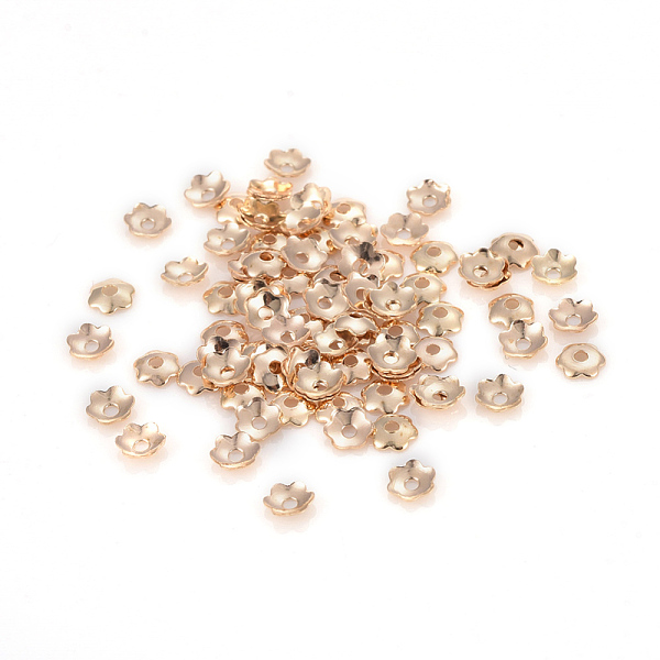 

PandaHall 6-Petal Iron Bead Caps, Flower, Light Gold, 3.5x0.1mm, Hole: 1mm Iron