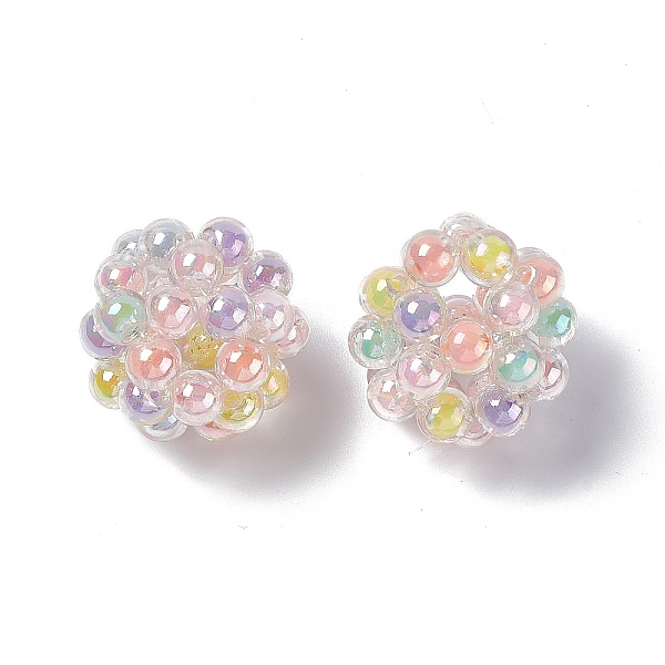 

PandaHall Handmade Transparent Plastic Woven Beads, Bead in Bead, Round, Pink, 32mm, Hole: 6mm Plastic Round Pink