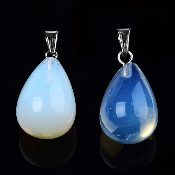 Opalite Stone Pendants With Platinum Plated Iron Findings