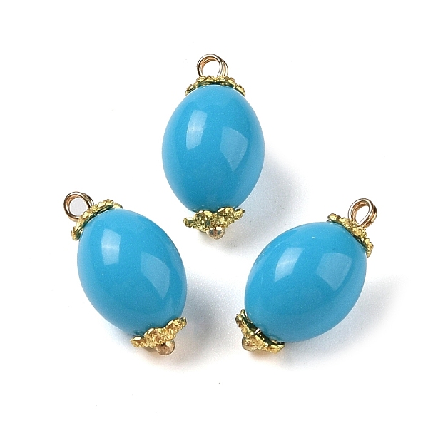 

PandaHall Acrylic Pendants, with Brass Loops, Oval, Deep Sky Blue, 19.5x10.5mm, Hole: 1.8mm Brass+Acrylic Oval