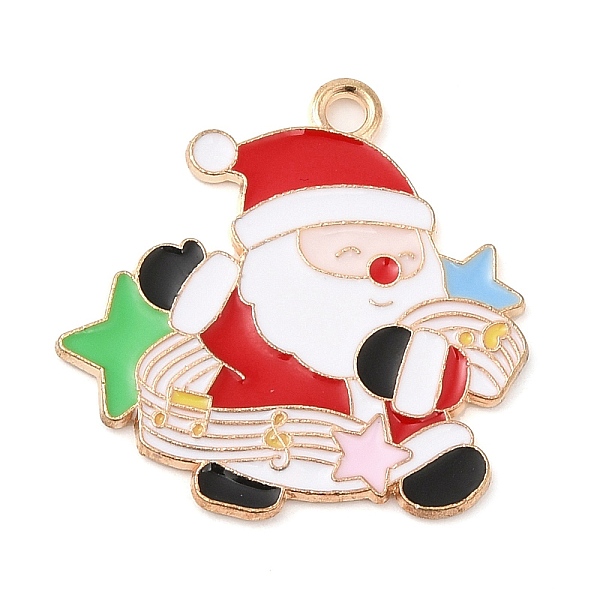 

PandaHall Christmas Theme Alloy Enamel Pendants, Light Gold, Santa Claus, 25x24x1mm, Hole: 1.8mm Alloy+Enamel Santa Claus Green