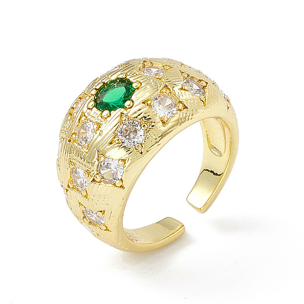 

PandaHall Cubic Zirconia Dome Open Cuff Ring, Golden Brass Jewelry for Women, Lime, Inner Diameter: 17.2mm Brass+Cubic Zirconia Green