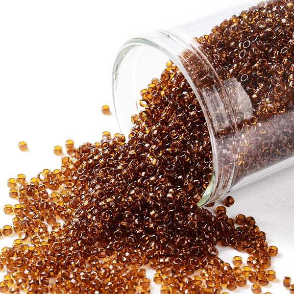 

PandaHall TOHO Round Seed Beads, Japanese Seed Beads, (2154) Transparent Marmalade, 15/0, 1.5mm, Hole: 0.7mm, about 15000pcs/50g Glass Brown