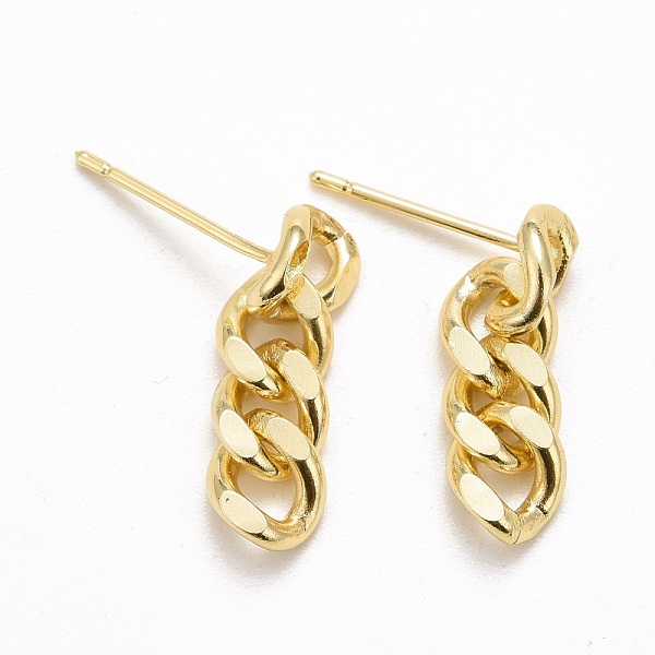 

PandaHall Brass Cuban Link Chain Shape Danlge Stud Earrings, Drop Earrings for Women, Cadmium Free & Lead Free, Real 14K Gold Plated...