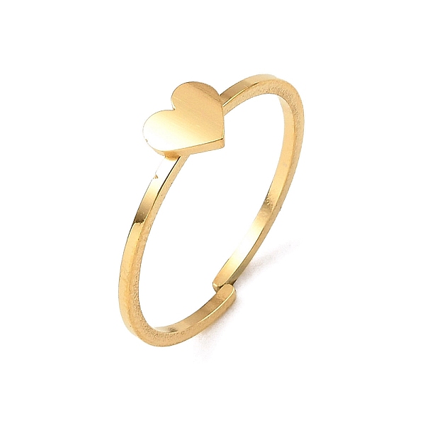 

PandaHall 304 Stainless Steel Adjustable Open Cuff Rings, Heart, 1mm, Inner Diameter: 17mm 304 Stainless Steel Heart