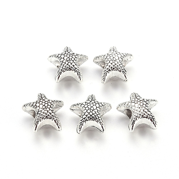 

PandaHall Tibetan Style Alloy European Beads, Large Hole Beads, Cadmium Free & Lead Free, Starfish, Antique Silver, 13x12.5x7mm, Hole: 5mm...