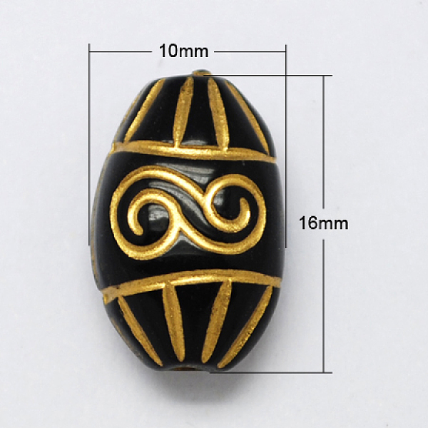 

PandaHall Plating Acrylic Beads, Metal Enlaced, Oval, Gold, 16x10x7mm, Hole: 2mm Acrylic Oval Gold