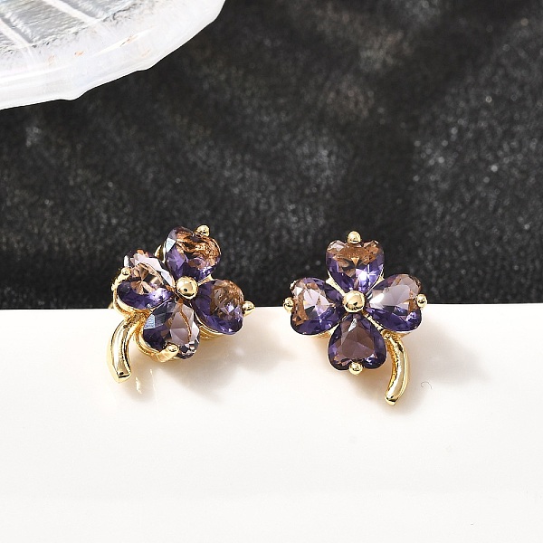 真鍮の花のスタッドピアス