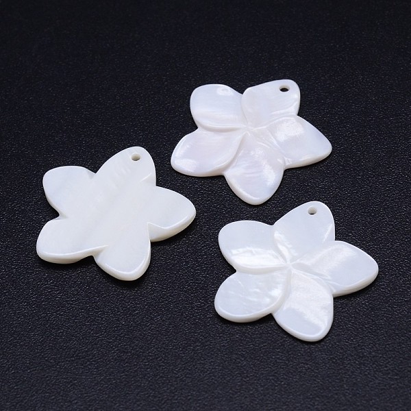 

PandaHall Flower Natural Freshwater Shell Pendants, 27x28x3mm, Hole: 1.5mm Freshwater Shell Flower
