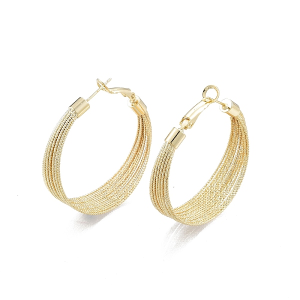

PandaHall Brass Multi-sting Wrapped Hoop Earrings for Women, Real 18K Gold Plated, 42x40.5x11.5mm, Pin: 0.9mm Brass Ring