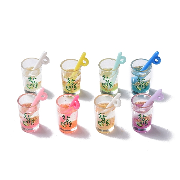 

PandaHall Luminous Translucent Resin Pendants, with Gold Foil, Glow in the Dark Soju Cup Charm, Mixed Color, 26x14.5x11.5mm, Hole: 1.8mm..., Multicolor