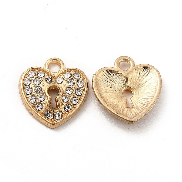 

PandaHall Alloy Crystal Rhinestone Pendants, Heart Lock Charm, Light Gold, 17.5x15x2.5mm, Hole: 2mm Alloy+Rhinestone Lock Clear
