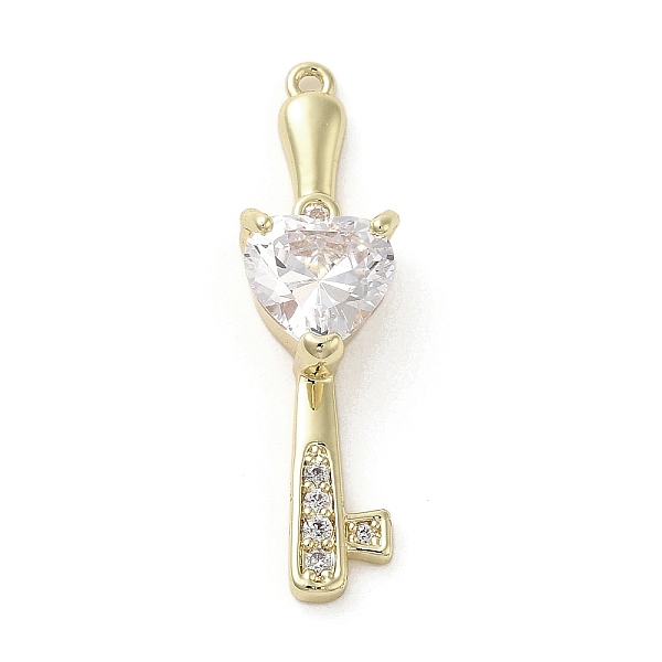 

PandaHall Brass Cubic Zirconia Pendents, with Glass, Long-Lasting Plated, Key with Heart, Golden, 34.5x9.5x6mm, Hole: 1.2mm Brass+Cubic..., Clear