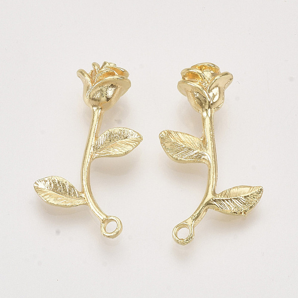 

PandaHall Alloy Pendants, Rose, Light Gold, 29x16x7mm, Hole: 1.6mm Alloy Flower