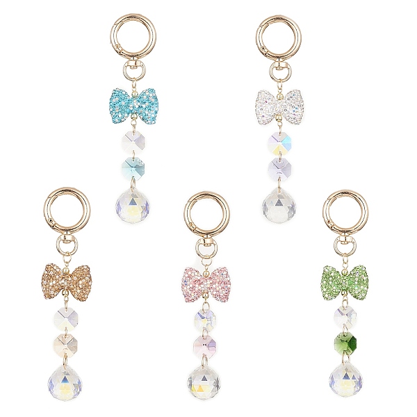 

PandaHall Glass Teardrop Pendants Decoration, with Bowknot Polymer Clay Rhinestones and lloy Swivel Clasps, Octagon Glass Bead, Mixed Color..., Multicolor