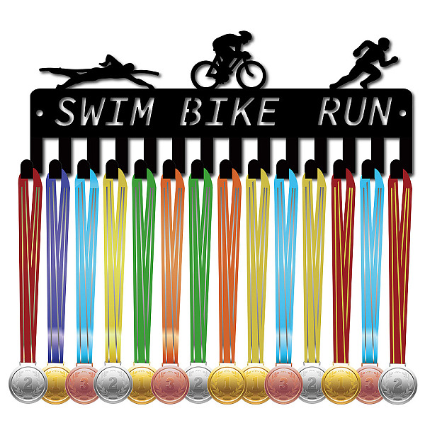 

PandaHall CREATCABIN Triathlon Medal Holder Swim Bike Run Medal Hanger Display Rack Frame Sports Hanging Athlete Awards Iron Small Wall..., Black