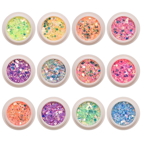 

PandaHall Shiny Nail Art Glitter Flakes, Holographic Nail Sequins Hexagon Iridescent Chameleon Powder, for DIY Design Manicure, Mixed Color..., Multicolor