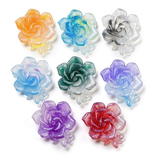 

PandaHall Luminous Transparent Epoxy Resin Decoden Cabochons, Glow in the Dark Flower with Glitter Powder, Mixed Color, 45.5x40x14mm Epoxy..., Multicolor