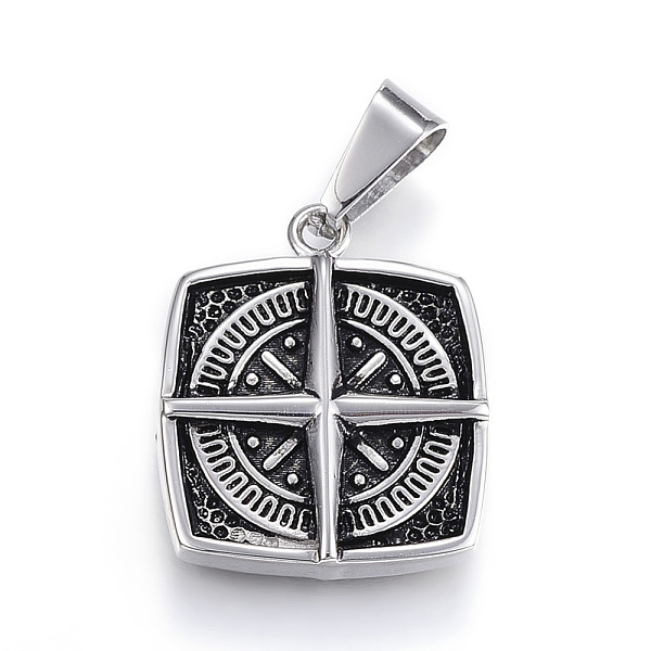 

PandaHall 304 Stainless Steel Pendants, Square, Antique Silver, 25x21x4mm, Hole: 5x9mm 304 Stainless Steel Square