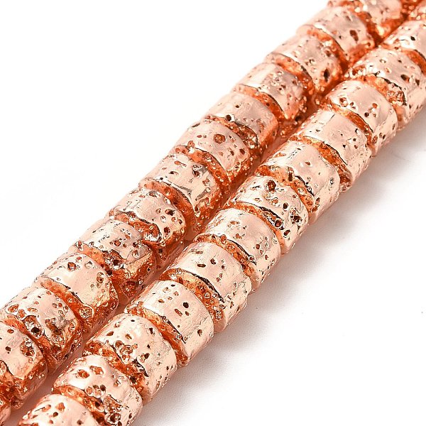 

PandaHall Electroplated Natural Lava Rock Beads Strands, Column, Rose Gold Plated, 6x8.5mm, Hole: 1mm, about 64~66pcs/strand, 15.16~15.35...