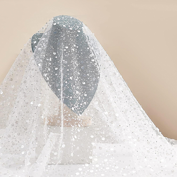 

PandaHall BENECREAT 63x39 Inch Glitter Tulle Fabric with Sequin and Beads, White Ribbon Netting Fabric for Clothing Accessories Sewing...