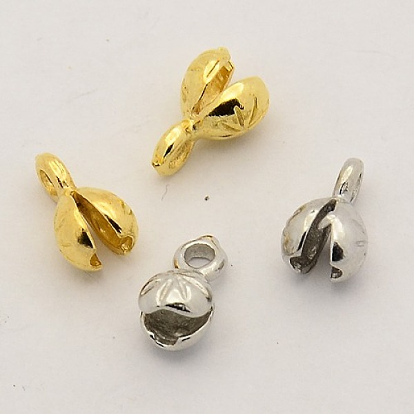 

PandaHall Brass Bead Tips, Calotte Ends, Clamshell Knot Cover, Mixed Color, 8.5x4x4.5mm, Hole: 1mm Brass