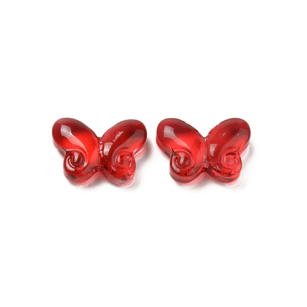

PandaHall Transparent Glass Beads, Butterfly, Red, 10x14.5x4.5mm, Hole: 1mm Glass Butterfly Red
