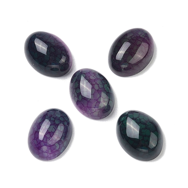 

PandaHall Natural Dragon Veins Agate Cabochons, Dyed & Heated, Oval, Indigo, 16~16.5x12.3~12.5x7mm Dragon Veins Agate Oval Purple