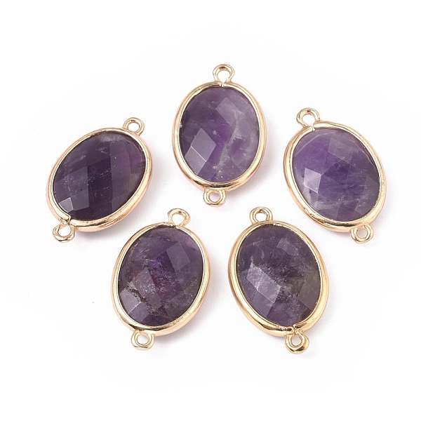 

PandaHall Amethyst Links, with Golden Plated Brass Findings, Faceted, Oval, 22.5x13.5x5mm, Hole: 1.3mm Amethyst Oval