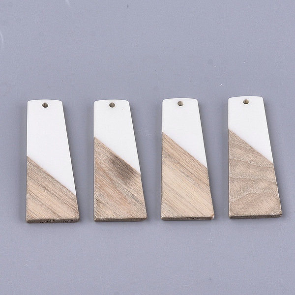 

PandaHall Resin & Walnut Wood Pendants, Trapezoid, White, 49~49.5x19~19.5x3.5mm, Hole: 2mm Resin+Wood Trapezoid White