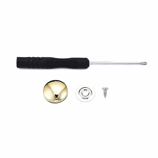 

PandaHall DIY Clothing Button Accessories Set, include 6Pcs Brass Craft Solid Screw Rivet, with Stainless Steel Findings and Plastic, Flat...
