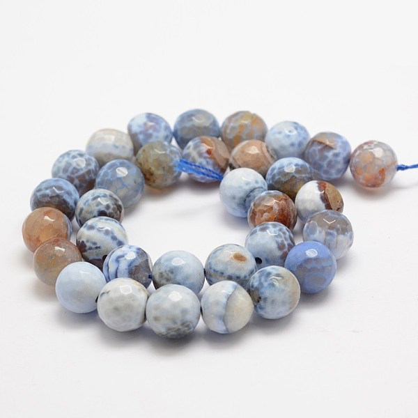 

PandaHall Faceted Natural Fire Crackle Agate Beads Strands, Round, Dyed & Heated, Light Blue, 12mm, Hole: 1.5mm,about 30~32pcs/strand, 14...
