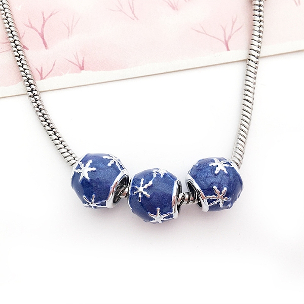 

PandaHall Christmas Theme Alloy Enamel European Beads, Large Hole Bead, Platinum, Rondelle, Snowflake, 12x10mm, Hole: 5.5mm Alloy+Enamel...