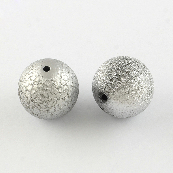 

PandaHall Crapy Exterior Acrylic Beads, Round, Silver, 20mm, Hole: 2mm, about 105pcs/500g Acrylic Round Silver