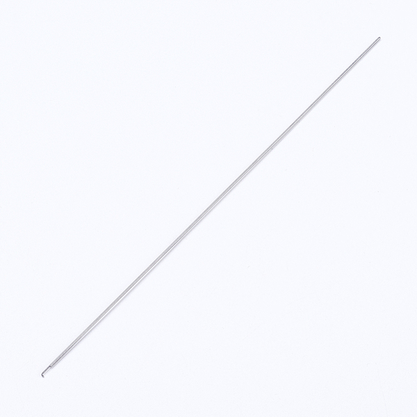 PandaHall Iron Beading Needle, with Hook, For Buddha 3-Hole Guru Beads, Bead Threader, Platinum, 11x0.05cm Iron