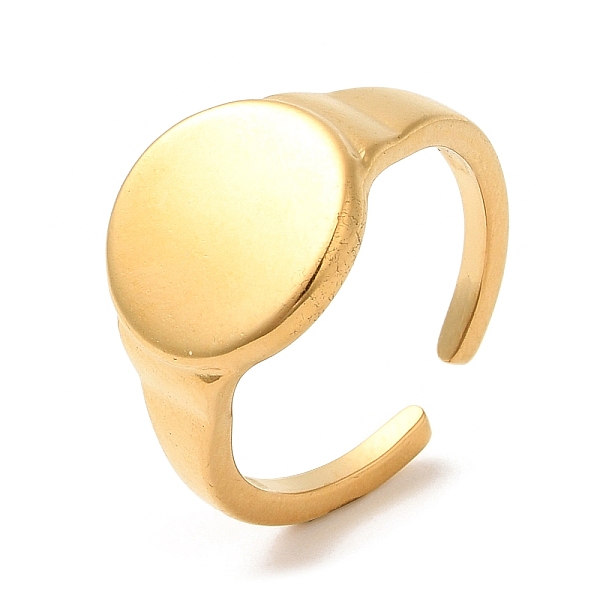 

PandaHall 304 Stainless Steel Open Cuff Rings, Flat Round Signet Rings for Women, Real 18K Gold Plated, Inner Diameter: 17.8mm 304 Stainless...