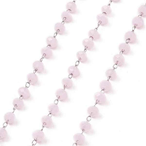 

PandaHall Glass Round Beaded Chain, with 304 Stainless Steel Findings, Unwelded, with Spool, Pink, 3.5x3mm, about 5m/Roll 304 Stainless...