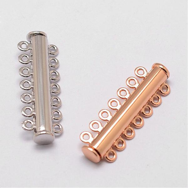 

PandaHall Alloy Magnetic Slide Lock Clasps, Tube, 7-Strands, 14-Holes, Mixed Color, 41x13.5x7mm, Hole: 2mm Alloy